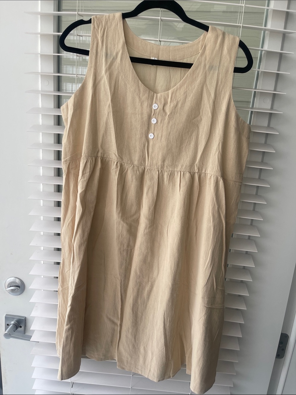 Beige Sleeveless Cotton Dress - Neutral Summer Tunic